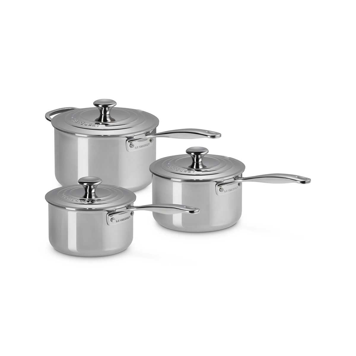 Le Creuset Signature 3-PLY Stainless Steel 3-Piece Saucepan Set